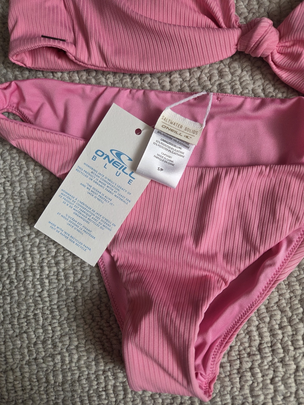 O'Neill Ribbed Two-Piece Bikini Bottom in Pink